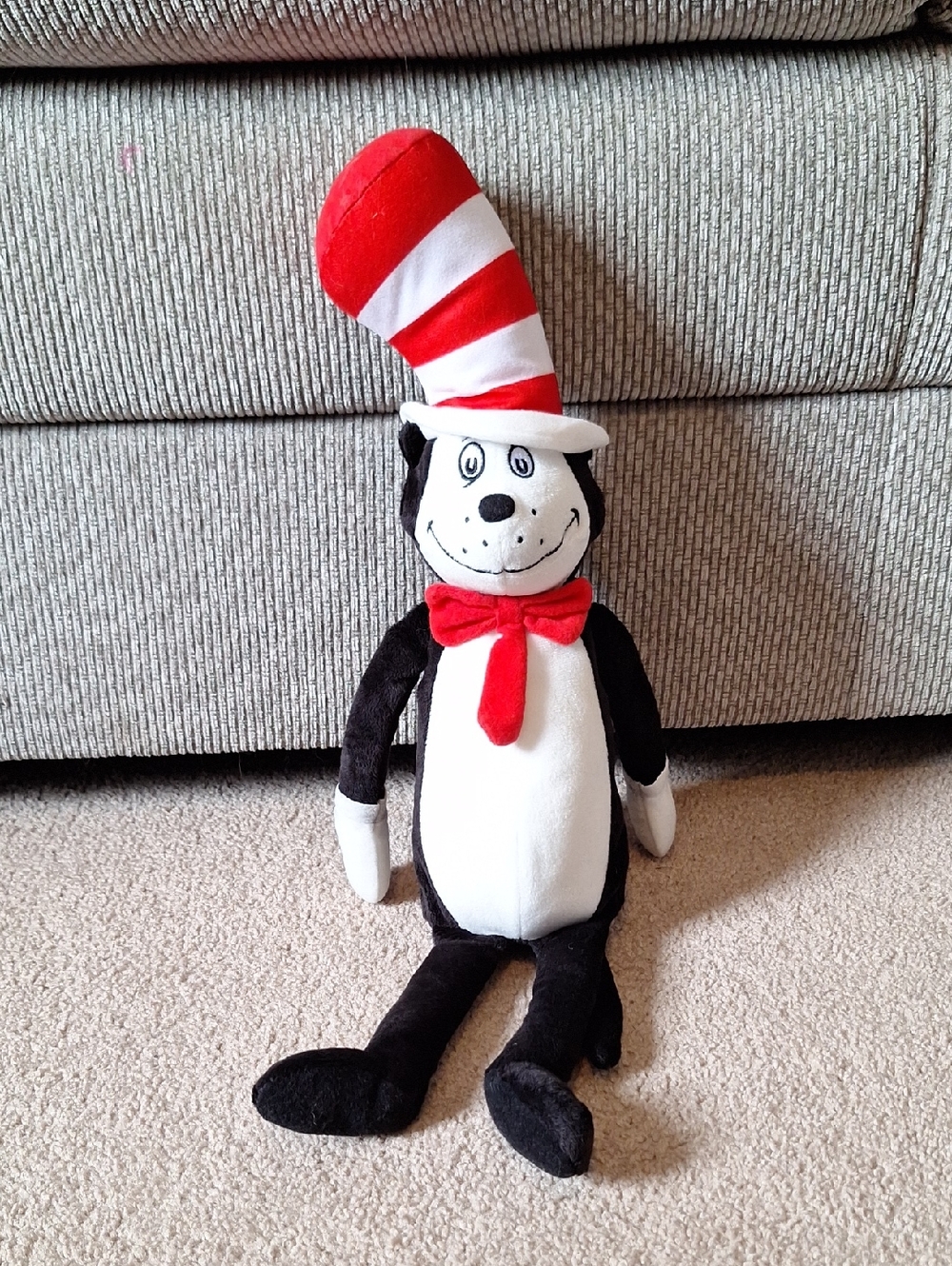 Cat in the Hat Plush with Red Bow and Striped Hat Plush